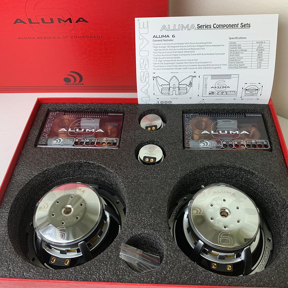 ALUMA 6 - 6.5" 300 Watts RMS 2 Ohm Component Kit Speakers