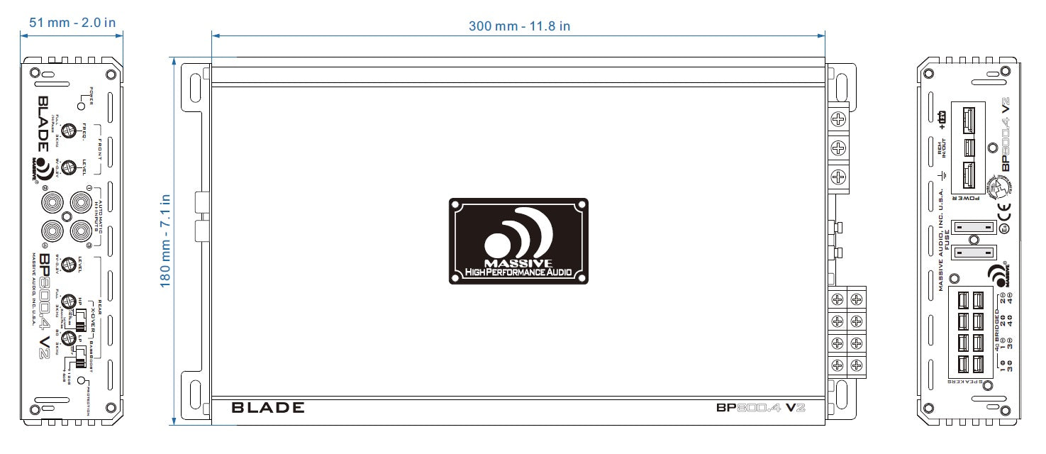 BP800.4 V2 - 60 Watts RMS x 4 @ 4 Ohm 4 Channel Amplifier