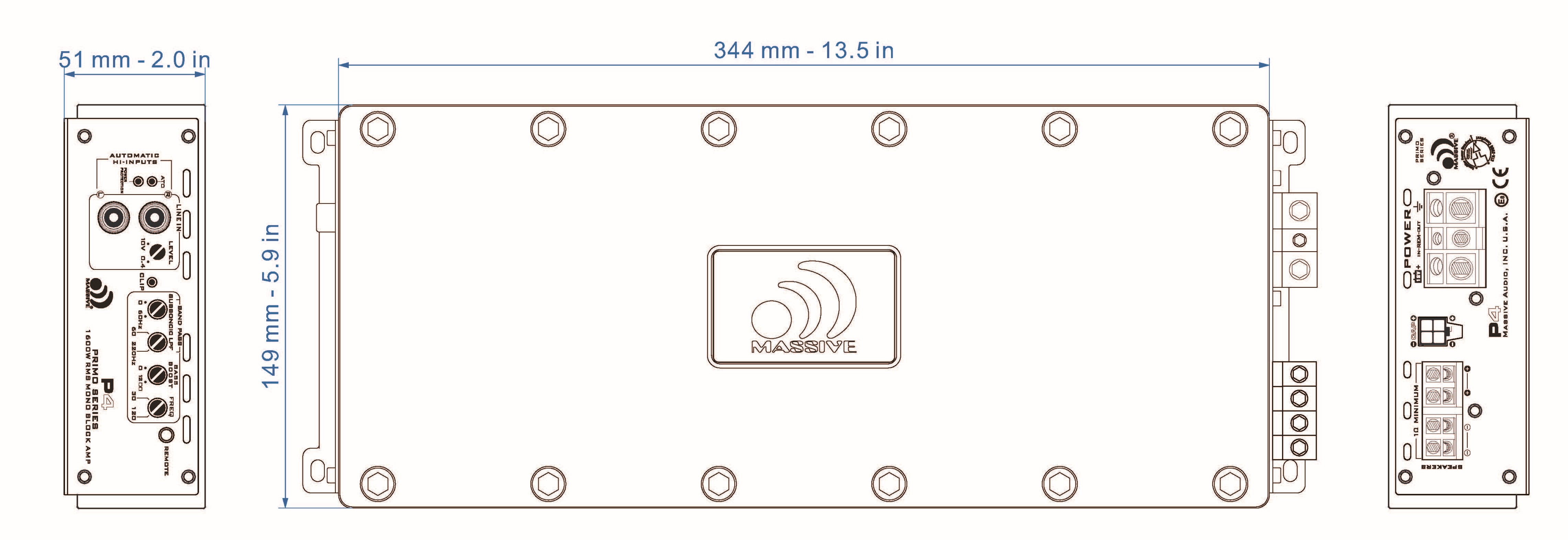 P4 - 1,600 Watts RMS @ 1 Ohm Mono Block Amplifier