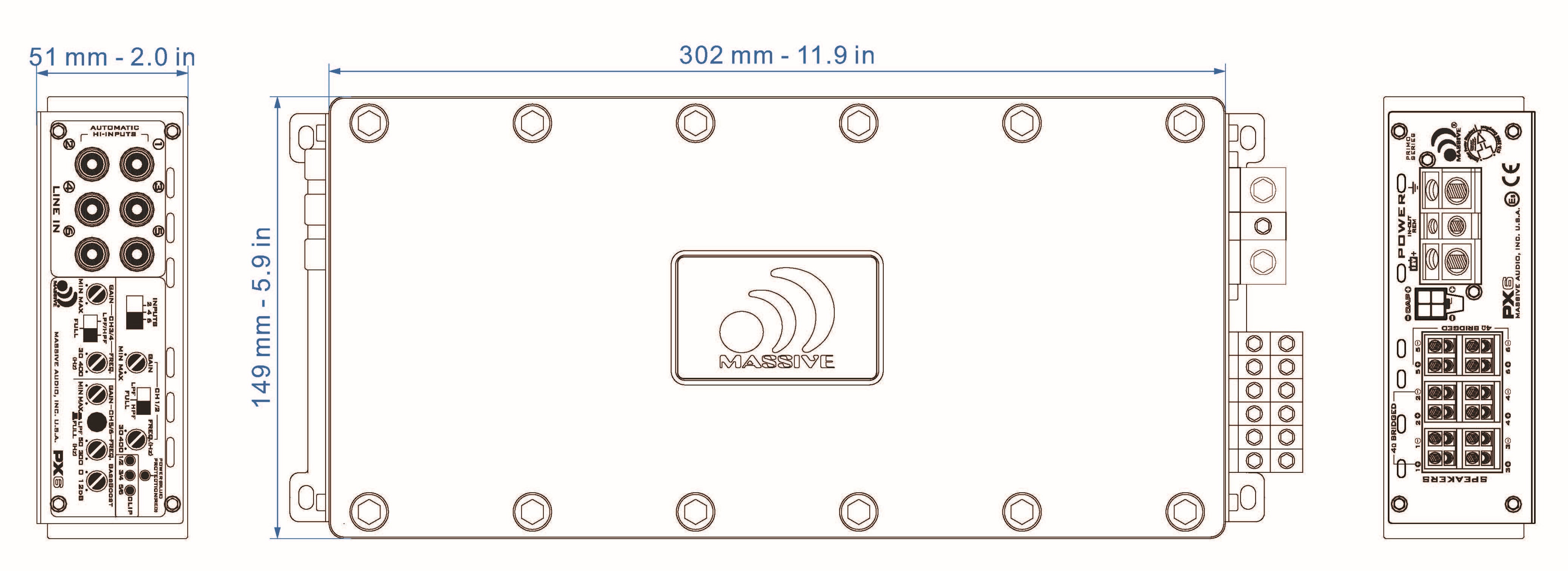 PX6 - 130 Watts RMS x 6 @ 4 Ohm 6 Channel Amplifier